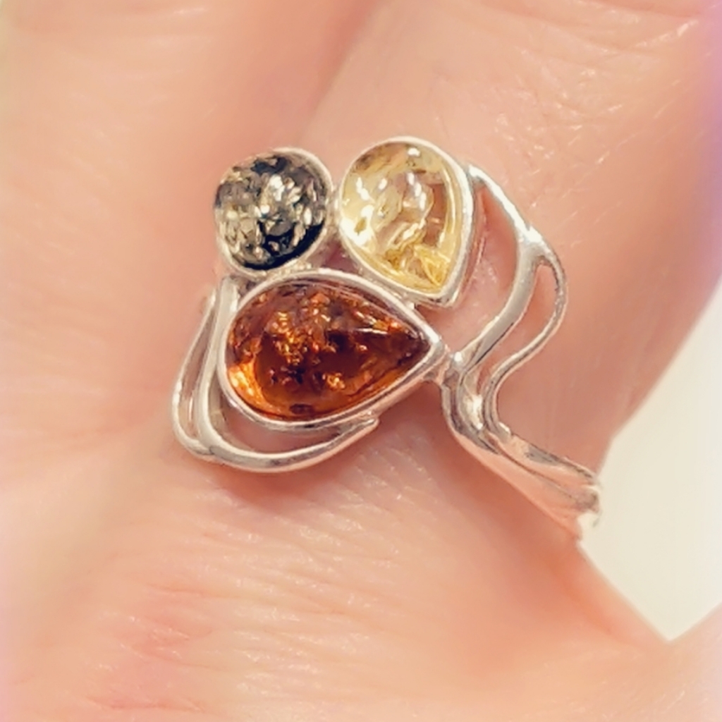 Multi Amber Sterling Gemstone Ring Size 9 68$